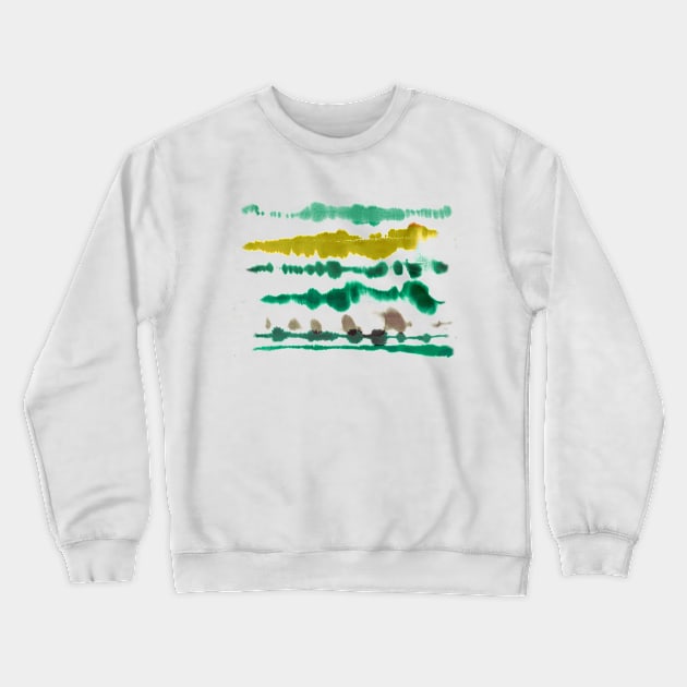 Watercolor Soft Nautical Lines Green Gold Crewneck Sweatshirt by ninoladesign